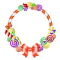 Frame with colorful candies.