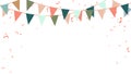 Frame colorful retro bunting garland flag and confetti birthday decoration elements Royalty Free Stock Photo