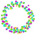 Frame with colourful sparlking confetti. Bright abstract decorative ring Royalty Free Stock Photo