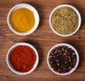 Frame composition of spices on wood Royalty Free Stock Photo