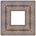 Frame composition of typical maroccan wall decorations with colored ceramic tiles called azulejos Royalty Free Stock Photo