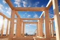 frame construction, wooden frame house, Wooden framework, Royalty Free Stock Photo