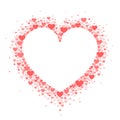 Frame of coral hearts in the shape of a hart. Valentine`s day greeting card or wedding invitation
