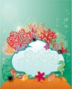 Frame and Coral Reef and Marine life - background. Royalty Free Stock Photo