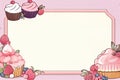 Frame with cupcakes. Cartoon Cakes border