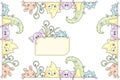 Frame with cute colorful monsters and aliens Royalty Free Stock Photo