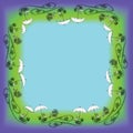 A frame on a dark blue, green background from outdoor equipment