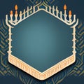 Frame decorated with candles, illustration.Hanukkah as a traditional Jewish holiday