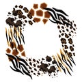 Frame with decorative animal print. African savannah fauna stylized ornament, fur texture. Royalty Free Stock Photo