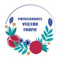 Frame design consist of pomegranate, flowers for decorstion
