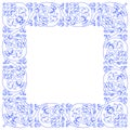Frame design inspired by typical portuguese decorations called azulejos - digital sketch with copy space