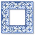 Frame design with typical portuguese decorations called azulejos - concept isolated on white with copy space