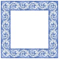 Frame design with typical portuguese decorations with colored ceramic tiles called