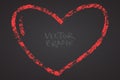 Frame drawn with a crayon. Wax crayon empty shape. Vector image of hand drawn stroke frame. Red outlined heart shape. Royalty Free Stock Photo