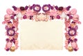 Frame with dried flowers old paper isolated on white backgroun Royalty Free Stock Photo