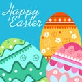 Frame with Easter eggs with lettering. Masket obiects isolated. Multy colors. Isolated elements for Easter greeting card Royalty Free Stock Photo