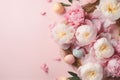 background spring decoration easter floral peony egg blossom holiday flower pink. Generative AI.