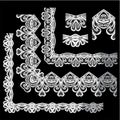 Frame Elements Set - different lace edges and borders Royalty Free Stock Photo