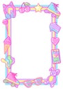 Frame with fashion girlish items. Colorful cute teenage illustration.