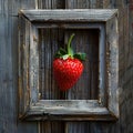 Frame Featuring a Juicy Strawberry on a Rustic Wooden Table for National Make a Difference Day Royalty Free Stock Photo