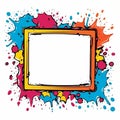 Colorful And Bold Comic Frame With Splatter - Pop Art Style