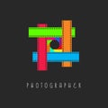 Frame of the film logo colored lens aperture, design calling card photographer