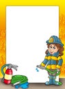 Frame with firefighter girl