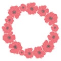Frame of flowers made in vector. Wreath of poppies