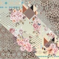 frame with flowers pattern design print