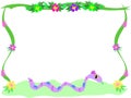 Frame of Flowers, Ribbons, Bush, and Snake Royalty Free Stock Photo