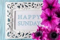 Frame with flowers and text: Happy sunday Royalty Free Stock Photo