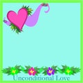 Frame of Flowers and Unconditional Love Royalty Free Stock Photo