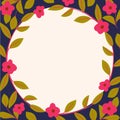 Frame of flowers. Vector Illustration. A floral border with red flowers and leaves Frame of flowers Vector Illustration Trendy Gra Royalty Free Stock Photo