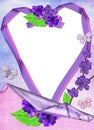 Frame in the form of heart in lilac colours.