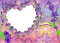 Frame in the form of heart in lilac colours.