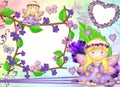 Frame in the form of heart in lilac colours.