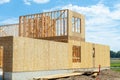 frame and foundation of the new house site real development wall wooden work Royalty Free Stock Photo
