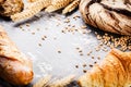 Frame with freshly baked bread. Rustic bakery concept Royalty Free Stock Photo