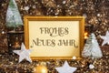 Frame Frohes Neues Jahr, Means Happy New Year, Gold, Glittering Winter Decor
