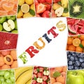 Frame from fruit with word fruits like apple, strawberry, orange