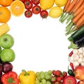 Frame from fruits and vegetables with copyspace Royalty Free Stock Photo