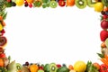 frame of fruits and vegetables isolated on white background Royalty Free Stock Photo