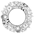 Frame with funny dogs for coloring page. Place for your text