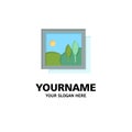 Frame, Gallery, Image, Picture Business Logo Template. Flat Color