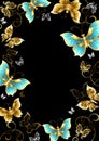 Frame with gold butterflies Royalty Free Stock Photo