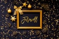 Frame, Golden Glitter Christmas Decoration, Ball, Text Farewell