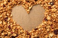 Frame of granola with heart shape