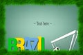 Frame. Brazil and a soccer ball at the gate Royalty Free Stock Photo