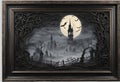 Frame of Halloween horror illustrations, dark night