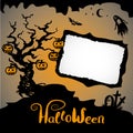 Frame with Halloween pumpkin silhouettes Royalty Free Stock Photo